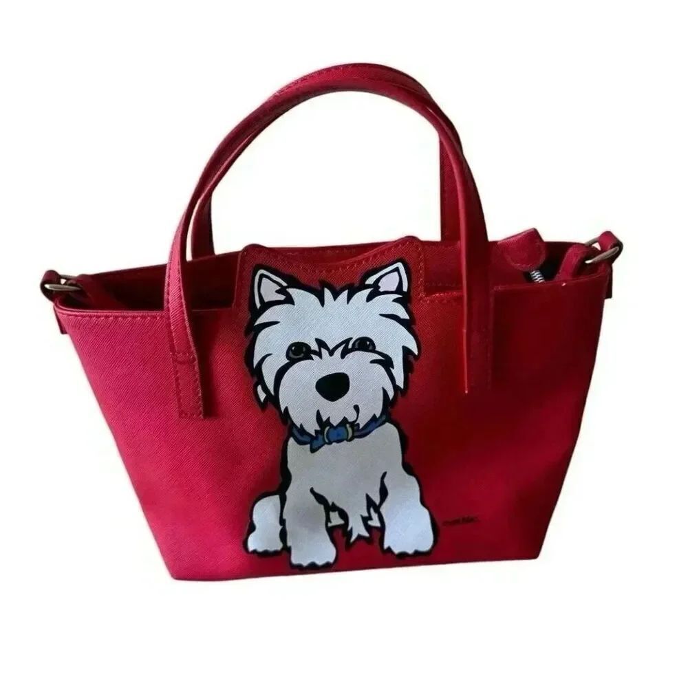 MARC TETRO Westie Dog Mini Tote Everyday Crossbody Versatile Red Bag